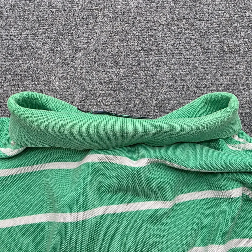 Polo Ralph Lauren Shirt Mens XL Green White Striped Pony Logo Classic Fit Cotton